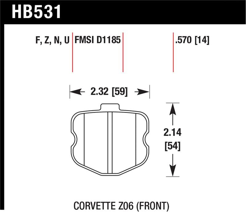 Hawk Performance Ceramic Front Brake Pads - Chevrolet Corvette 2006-2013 (HB531Z.570)