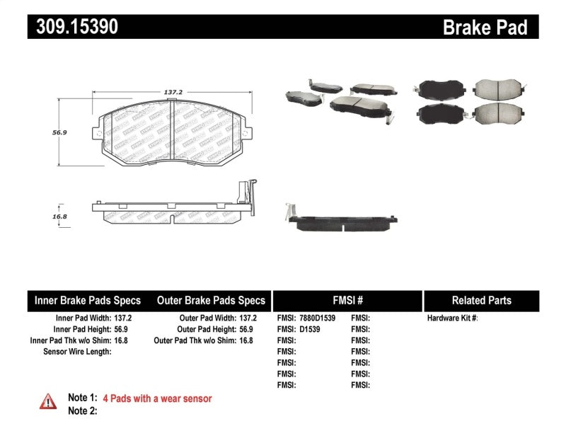 Stoptech Performance Front Brake Pads for 2013 Scion FR-S and 2013 Subaru BRZ - OneFastShop
