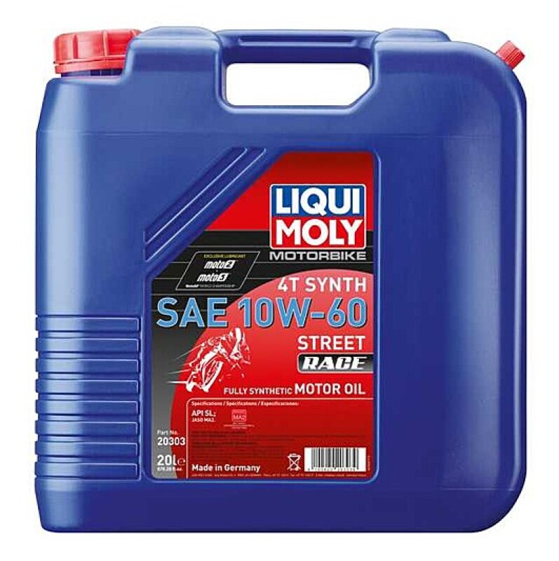 LIQUI MOLY Motorbike 4T Synth SAE 10W60 Street Race Oil 20L - Compatible with BMW, Buell, Harley-Davidson, Indian, Moto Guzzi, MV Agusta