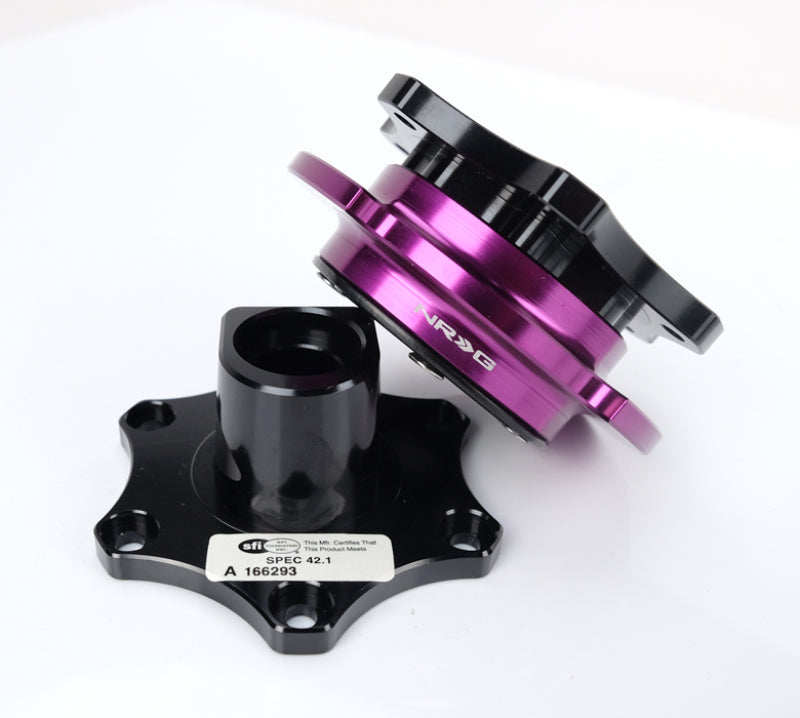 Nrg Quick Release Sfi Spec 42.1 Shiny Black Body Shiny Purple Ring