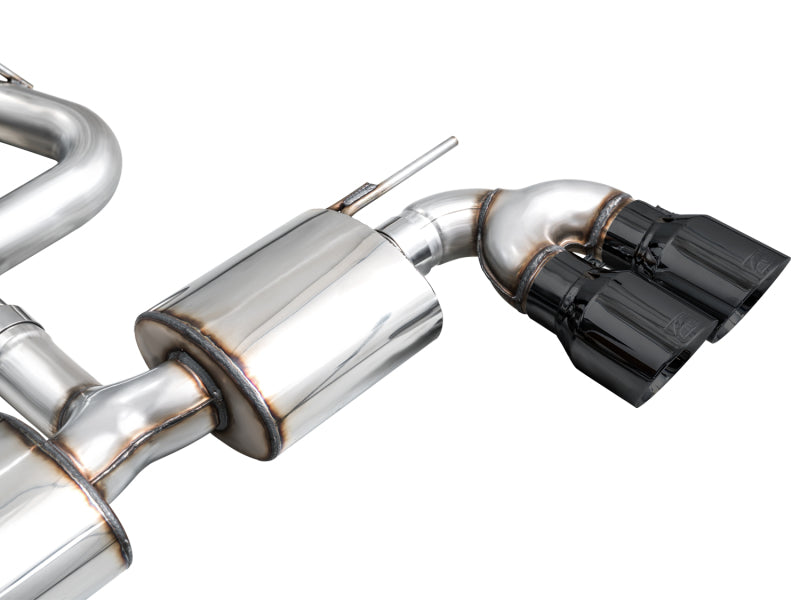 AWE Touring Edition Quad Exhaust - 3in, Diamond Black Tips for Volkswagen Golf R MK8