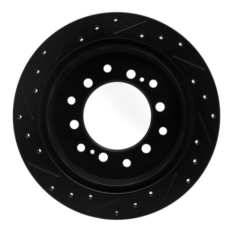 R1 10-24 Lexus GX460 Rear Right Drilled and Slotted Black Brake Rotor