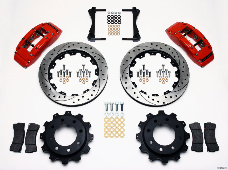 Wilwood TC6R Rear Brake Kit 16.00in Drilled Red for GM H2 / 2500 4.63 Cntr - OneFastShop