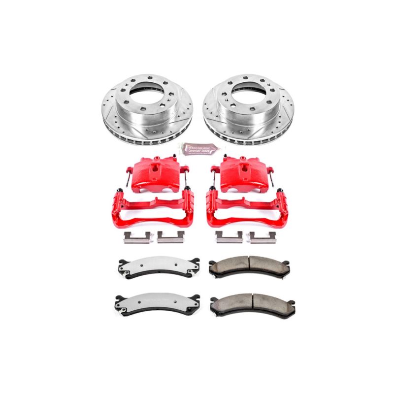 Power Stop Z36 Truck & Tow Front Brake Kit w/ Red Calipers - Hummer H2 / GM 2500 2003-2009