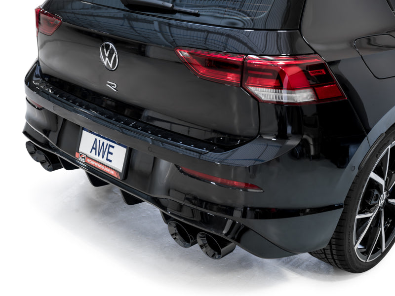 AWE Touring Edition Quad Exhaust - 3in, Diamond Black Tips for Volkswagen Golf R MK8