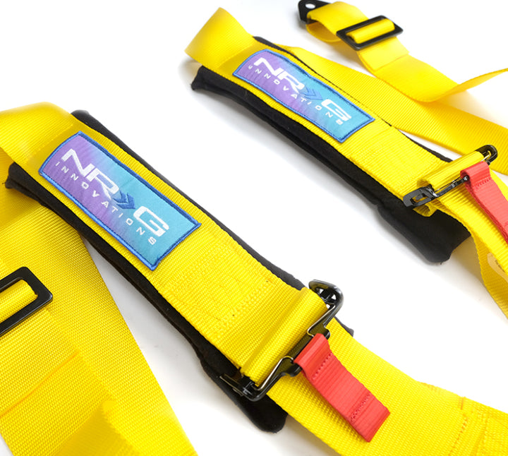 NRG 5PT 3in. Seat Belt Harness with Cam Lock in Yellow - OneFastShop