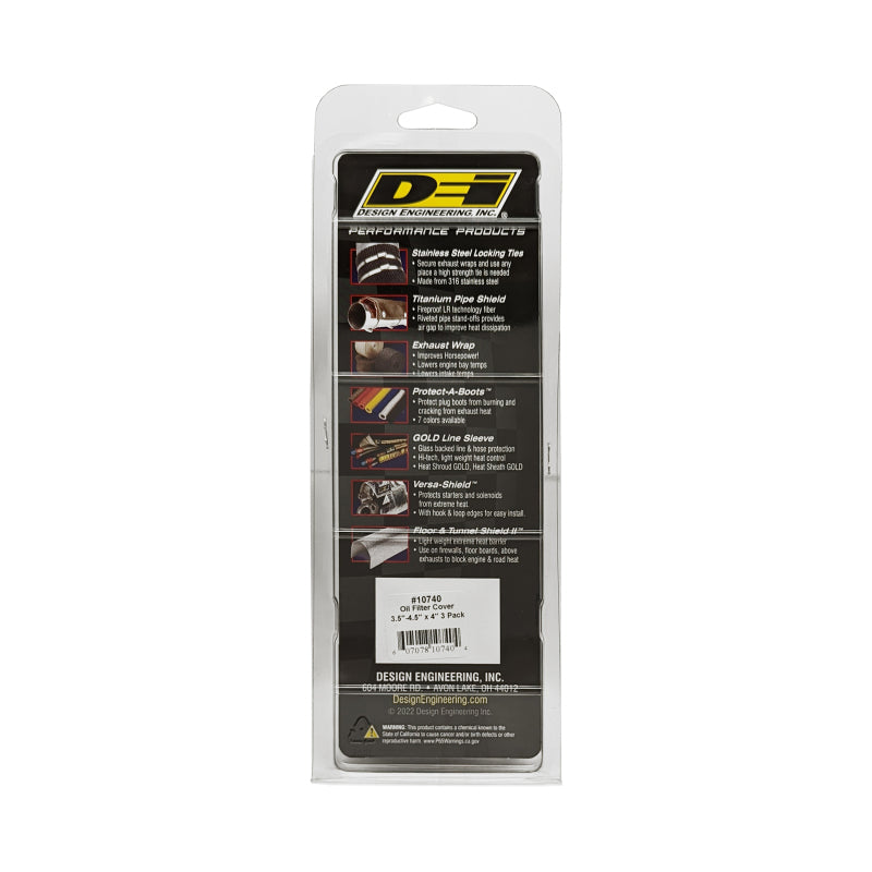 DEI Oil Filter Heat Shield 3.5in x 4.5in x 4in 3 Pack - Reduces Heat Soak and Keeps Oil Cool