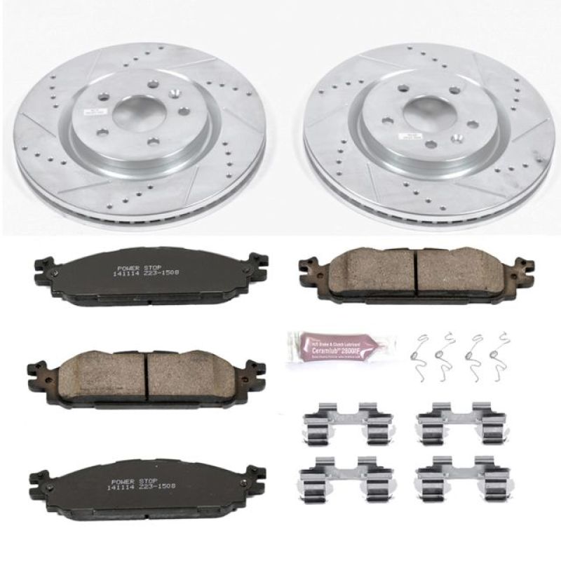 PowerStop Z23 Evolution Sport Brake Kit for 11-19 Ford Explorer, Drilled and Slotted Rotors, Low Dust Pads - OneFastShop