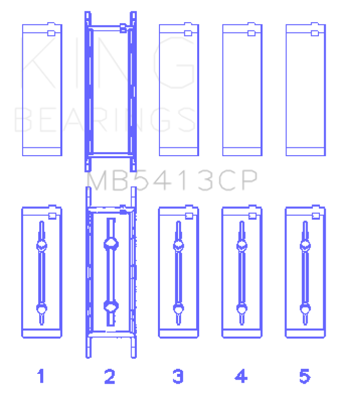 King Crankshaft Main Bearing Set for Opel LNF/LSJ/L42/61/Z22SE (Set of 5)
