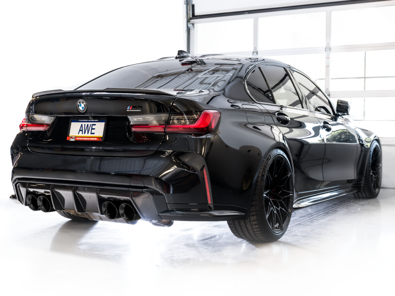 AWE Track Edition Catback Exhaust for BMW G8X M3/M4 - Diamond Black Tips.