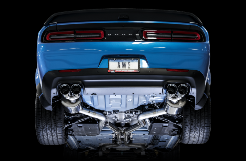 AWE Tuning Track Edition Exhaust - Dodge Challenger 6.4L/6.2L SC - Quad Chrome Silver Tips