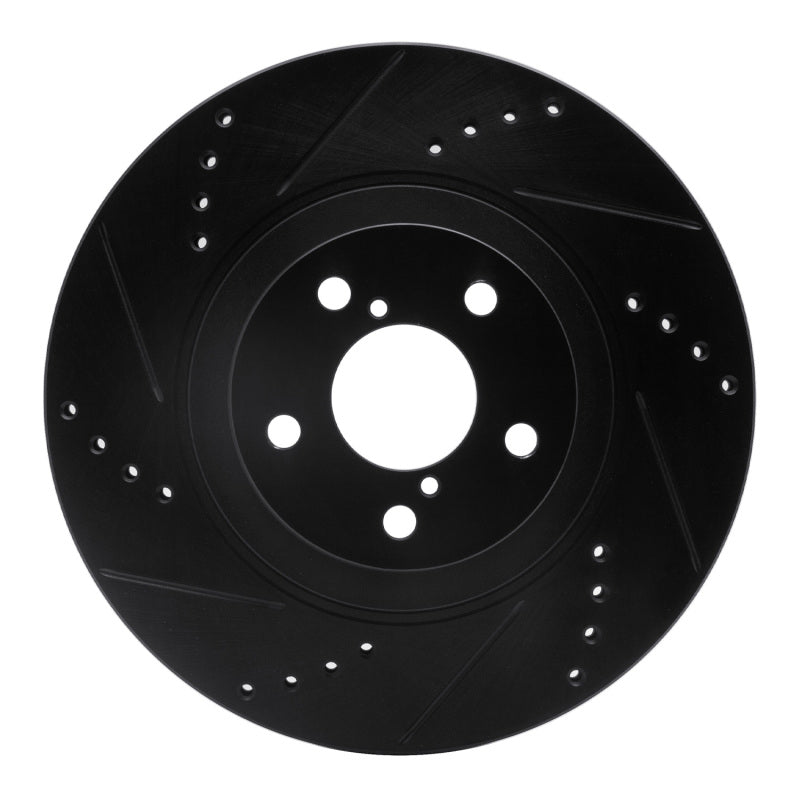 R1 Concepts Front Left Black Drilled & Slotted Brake Rotor - Subaru BRZ / Toyota 86 / Scion FR-S 2013-2025