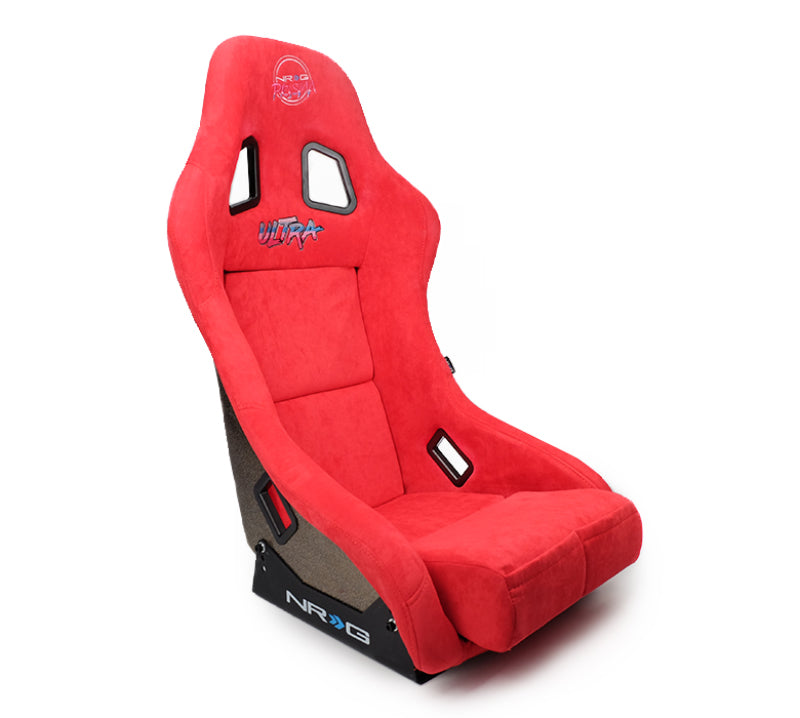 Nrg Frp Bucket Seat Ultra Edition Medium Red Alcantara Pearlized Back - OneFastShop
