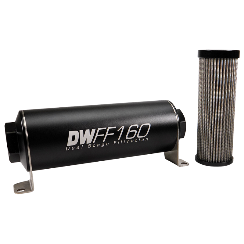 DeatschWerks Stainless Steel 10AN 10 Micron Universal Inline Fuel Filter Housing Kit (160mm) (8-03-160-010K)