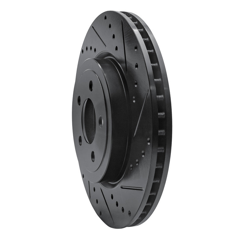 R1 09-23 Dodge Challenger Front Right Drilled and Slotted Black Brake Rotor
