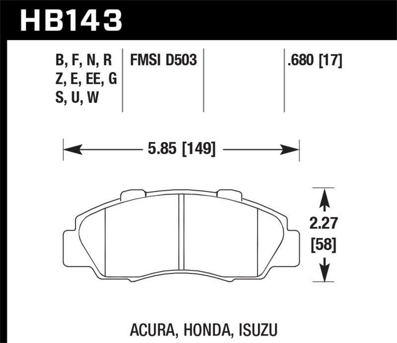 Hawk Blue 9012 Front Brake Pads - Acura NSX / Integra Type R / Honda Prelude 1991-2005