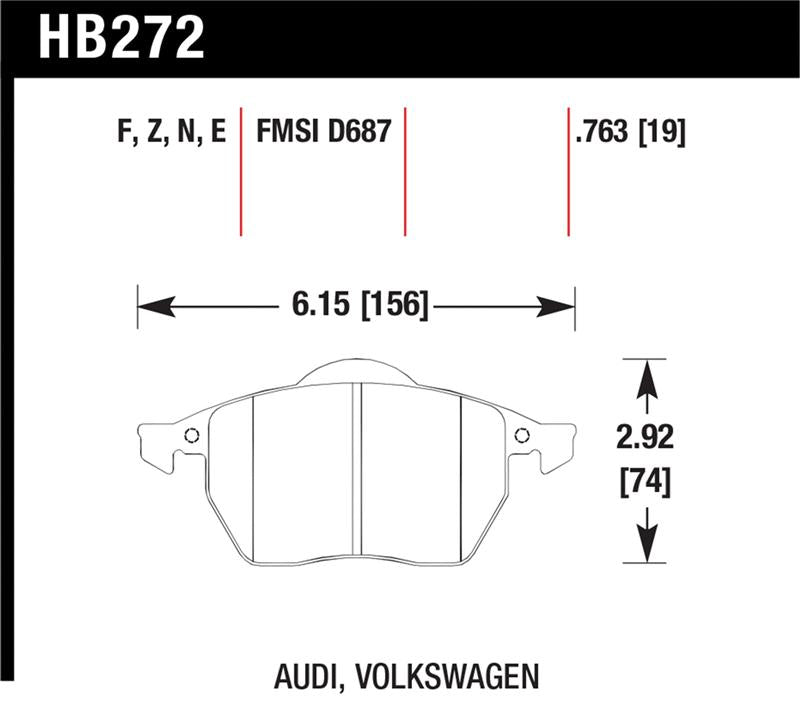 Hawk 00-06 Audi TT 00-06 TT Quattro 1.8L Front Brake Pads