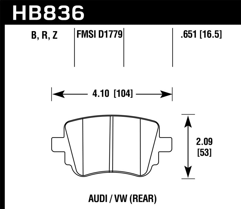 Hawk Performance HPS 5.0 Rear Brake Pads for 15-17 Volkswagen Golf / 15-16 Volkswagen Golf GTI - OneFastShop