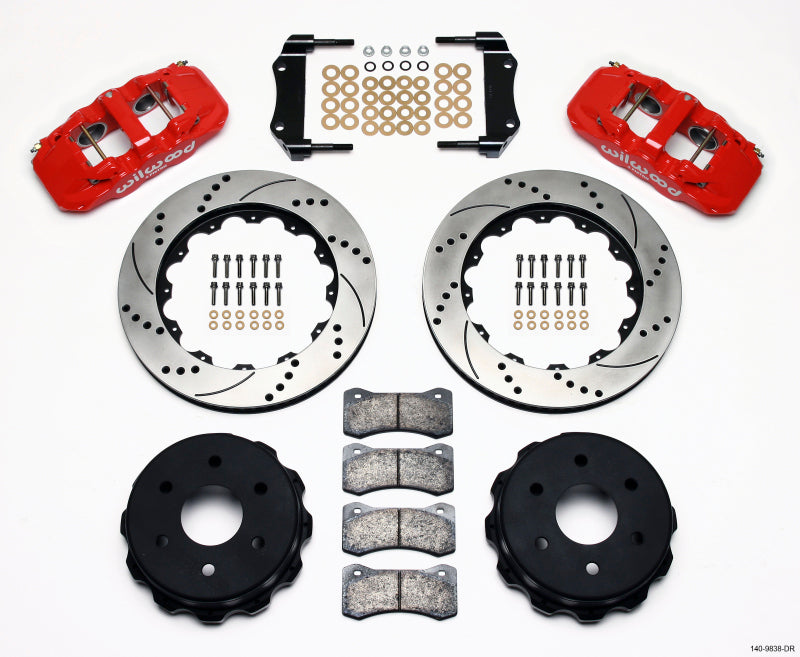 Wilwood AERO4 Rear Truck Kit 14.25in Drill Red 1999-2010 GM 1500 SUV 2 Piston OE Caliper - OneFastShop