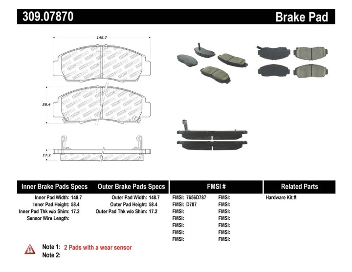 StopTech Performance Front Brake Pads for 04-09 Acura TSX / 09 Accord V6 Coupe - OneFastShop