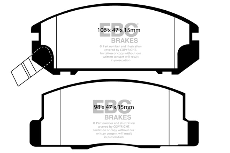 EBC Yellowstuff Rear Brake Pads - Toyota MR2, MR2 Spyder 1991-2005