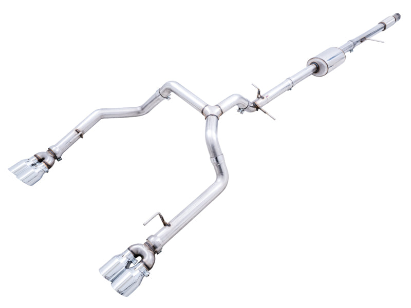 AWE 0FG Edition Cat-Back Exhaust - Chevrolet Silverado 1500, GMC Sierra 1500 2019-2026 (5.3L) - Quad Chrome Silver Tips