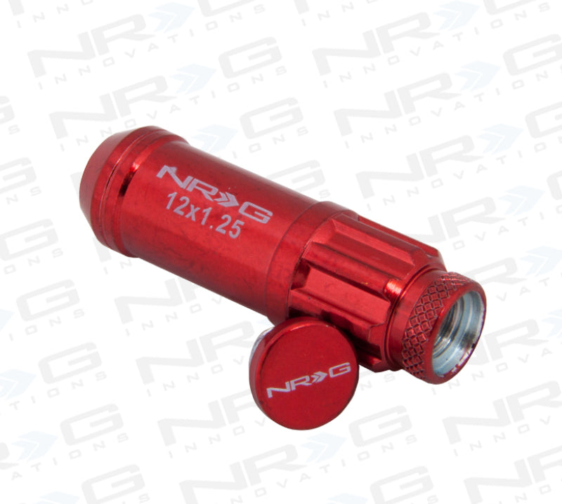 NRG 700 Series Steel Lug Nut Set M12x1.25 - 21 Pc with Locks - Red