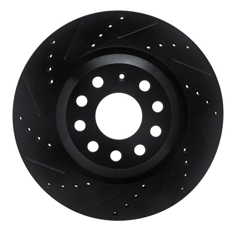 R1 15-25 Volkswagen GTI Rear Left Drilled And Slotted Black Brake Rotor