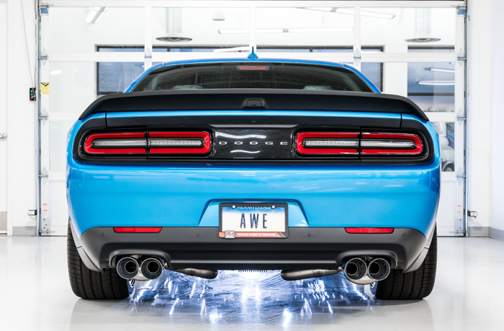 AWE Tuning Track Edition Exhaust - Dodge Challenger 6.4L/6.2L SC - Quad Chrome Silver Tips