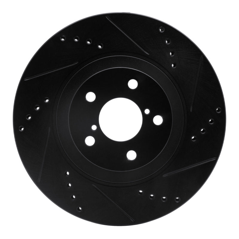R1 Concepts Front Right Black Drilled & Slotted Brake Rotor - Subaru BRZ / Toyota 86 / Scion FR-S 2013-2025