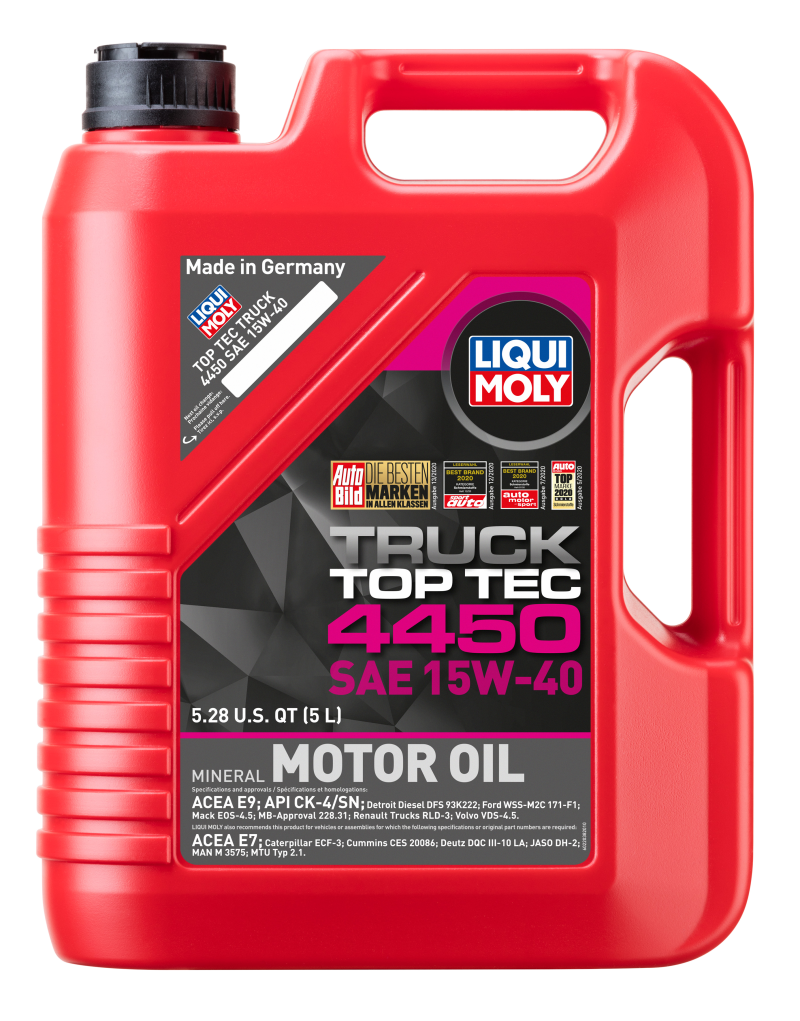 LIQUI MOLY 5L Top Tec Truck 4450 Motor Oil SAE 15W40 Low SAPS for Diesel Engines Compatible with 1994-2025 Chevrolet and GMC Models