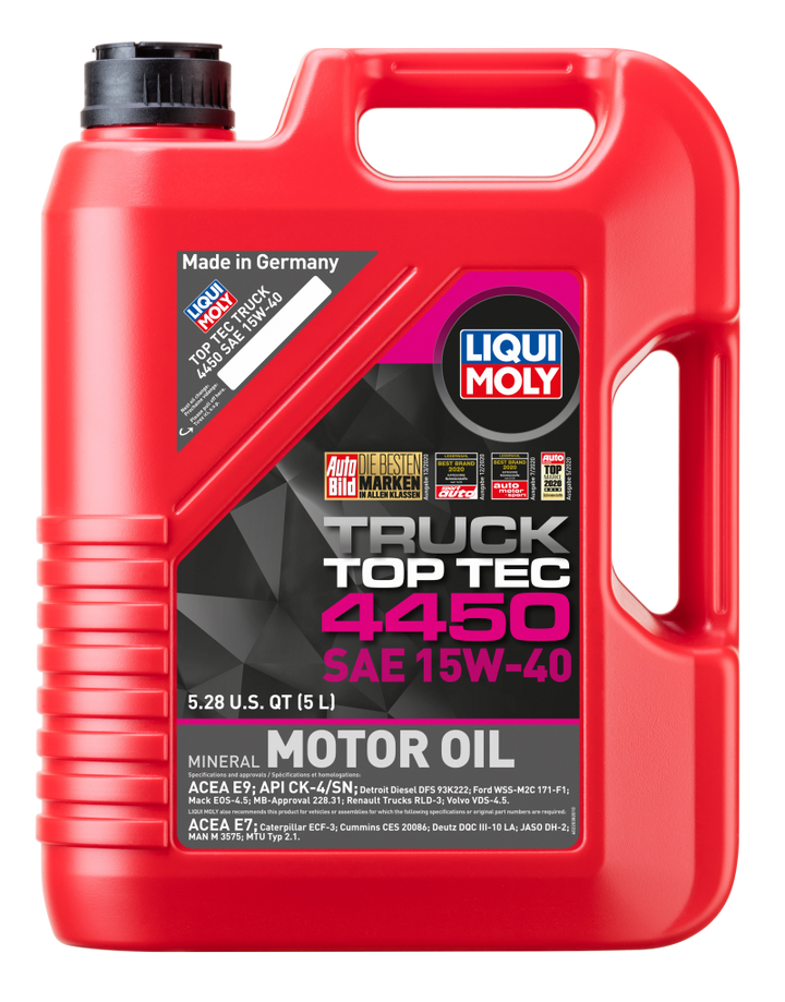 LIQUI MOLY 5L Top Tec Truck 4450 Motor Oil SAE 15W40 Low SAPS for Diesel Engines Compatible with 1994-2025 Chevrolet and GMC Models - OneFastShop