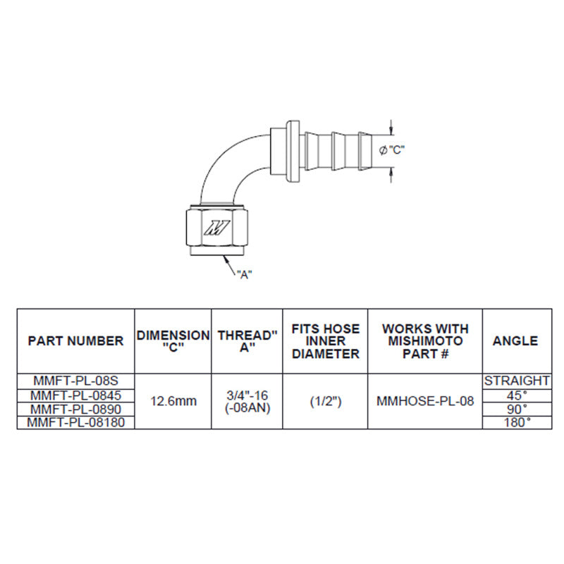 Mishimoto 45 Degree Push Lock Fitting 8AN Fitting 8AN - OneFastShop