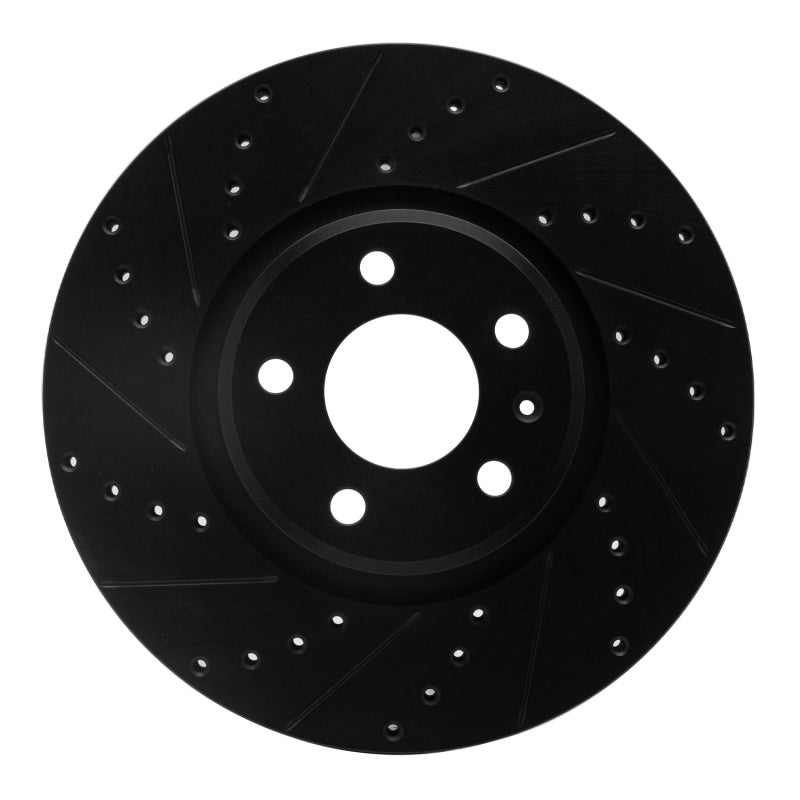 R1 Concepts eLine Front Left Drilled & Slotted Brake Rotor - Audi A4 / A5 / Q5 2011-2017 - Black