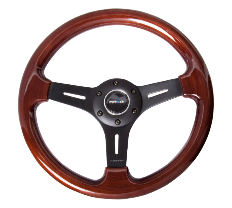 NRG Classic Wood Grain Steering Wheel with Matte Black 3-Spoke Center