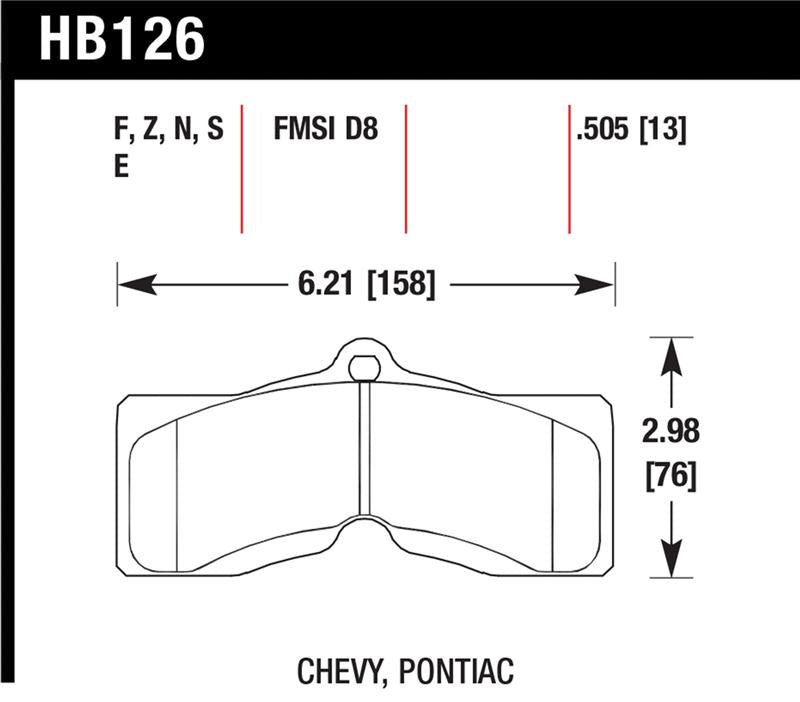 Hawk HPS Brake Pads - Chevrolet Corvette 1965-1994 - Front 1965-1973 / Rear 1966-1973 and 1994, image 2