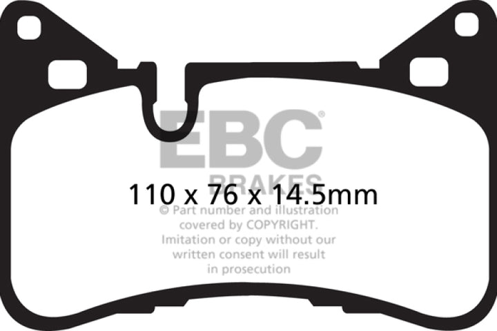 EBC Yellowstuff Rear Brake Pads for 2012-2017 Mercedes-Benz C63 AMG (W204) 6.2