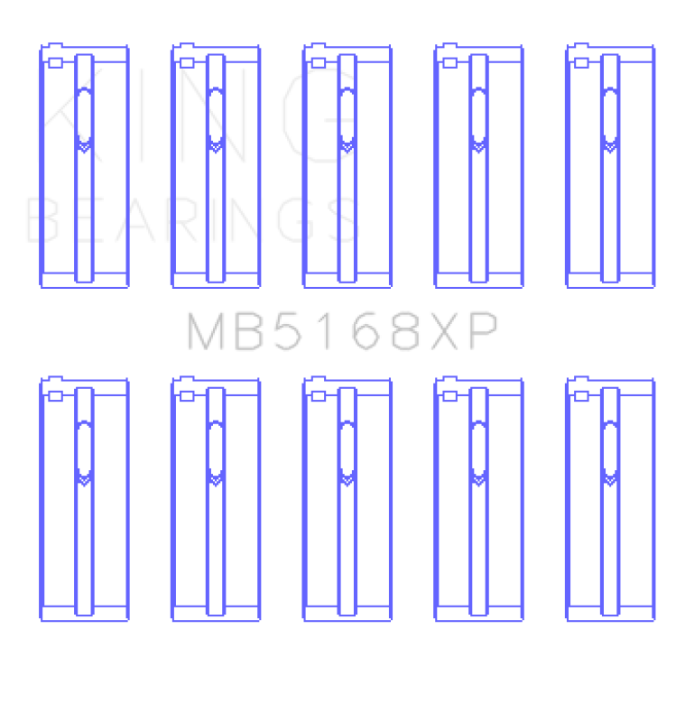 King Engine Bearings Honda H22 50mm Journal Crankshaft Main Bearing Set Size STDX - Fits Honda F22B, H22A Applications - Various Honda and Acura Models