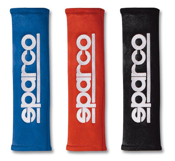 Sparco Belt Pad 2 in. Alcantara Black Seat Belt Cover - OneFastShop