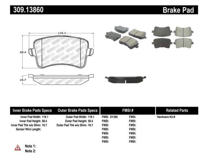 Stoptech Performance Brake Pads with Para-Aramid Composites for 2009-2017 Audi A4 A5 Q5 S4 S5 RS5 SQ5 Allroad - OneFastShop