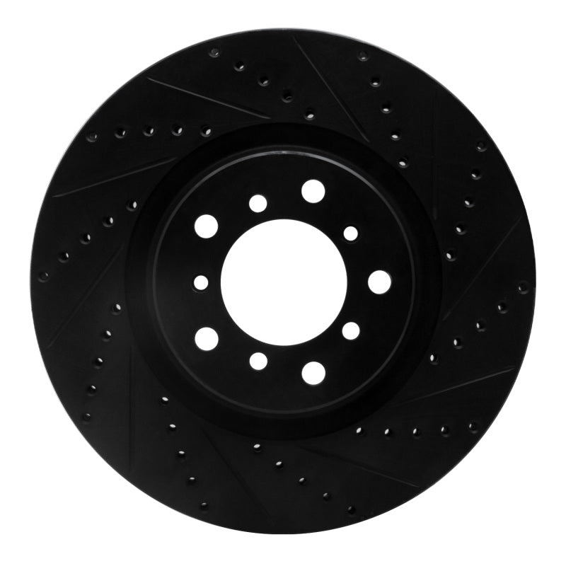 R1 Concepts eLINE Front Left Drilled & Slotted Brake Rotor - BMW M3 (E46) 2001-2006 - Black