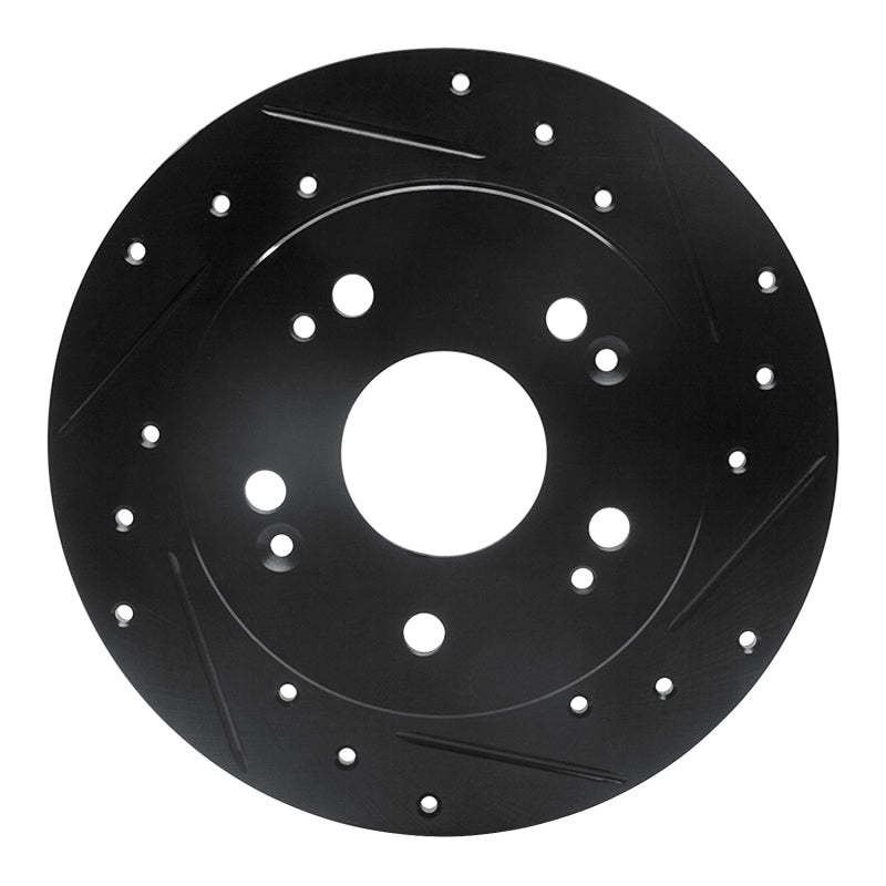 R1 Concepts Drilled & Slotted Rear Right Brake Rotor - Honda Civic / Acura ILX 1997-2015 - Black