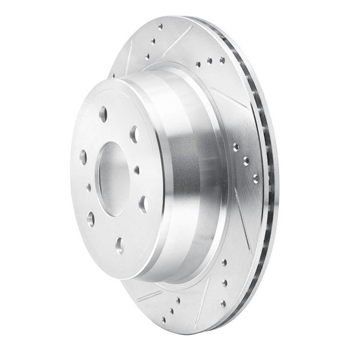 R1 07-20 Cadillac Escalade EXT Rear Left Drilled and Slotted Silver Brake Rotor