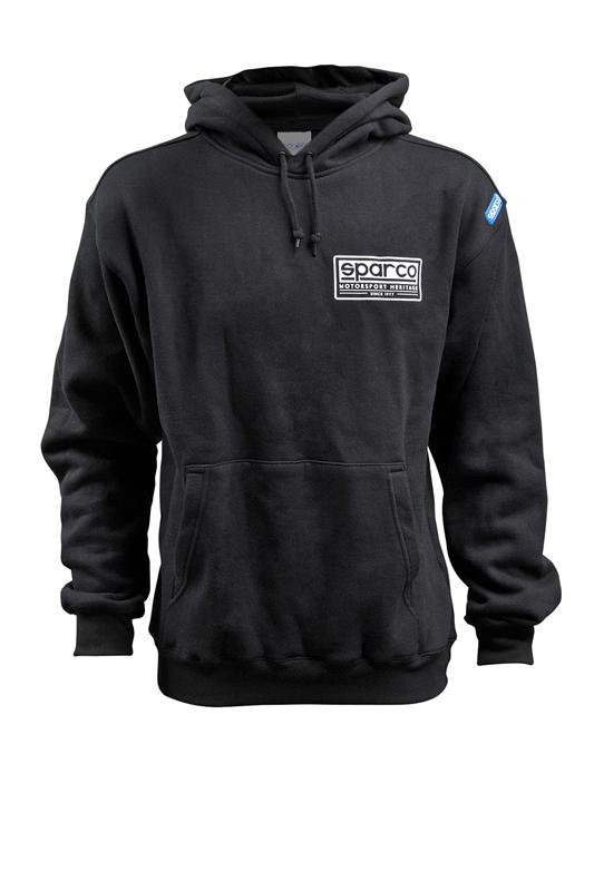 Sparco Sweatshirt Hooded Heritage Black Large Pullover