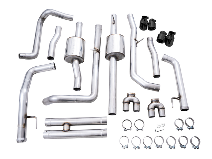 AWE Tuning 0FG Catback Exhaust - Quad Diamond Tips - 4th Gen GM 1500 6.2L
