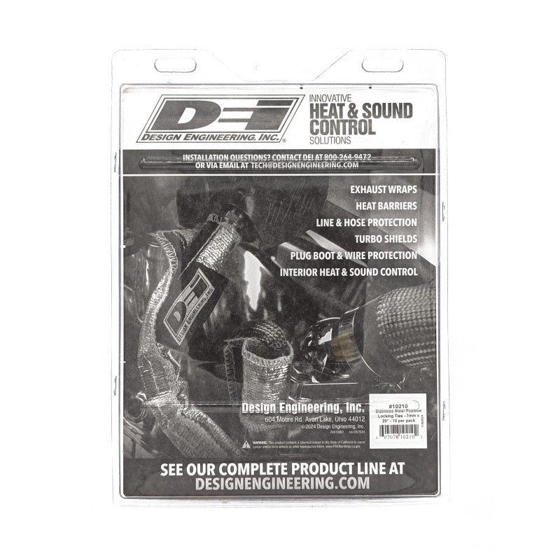 DEI Stainless Steel Positive Locking Tie 1/4in x 20in - 10 Pack for High Heat Applications