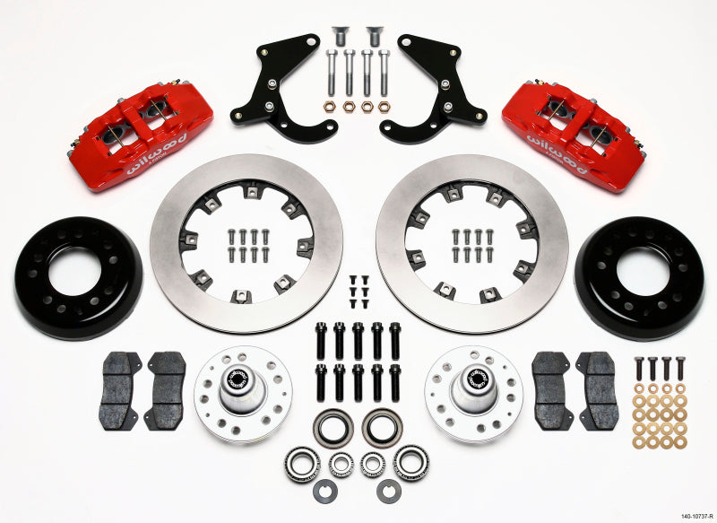 Wilwood Dynapro 6 Front Hub Kit 12.19in Red 55-57 Chevy - OneFastShop