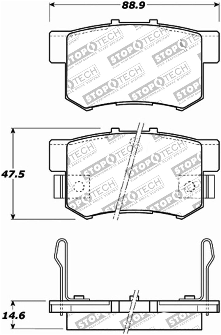 Stoptech Rear Brake Pads Performance Compatible with Honda S2000 00-09 Accord 92-07 Acura TSX 04-10 RSX 02-06 - OneFastShop