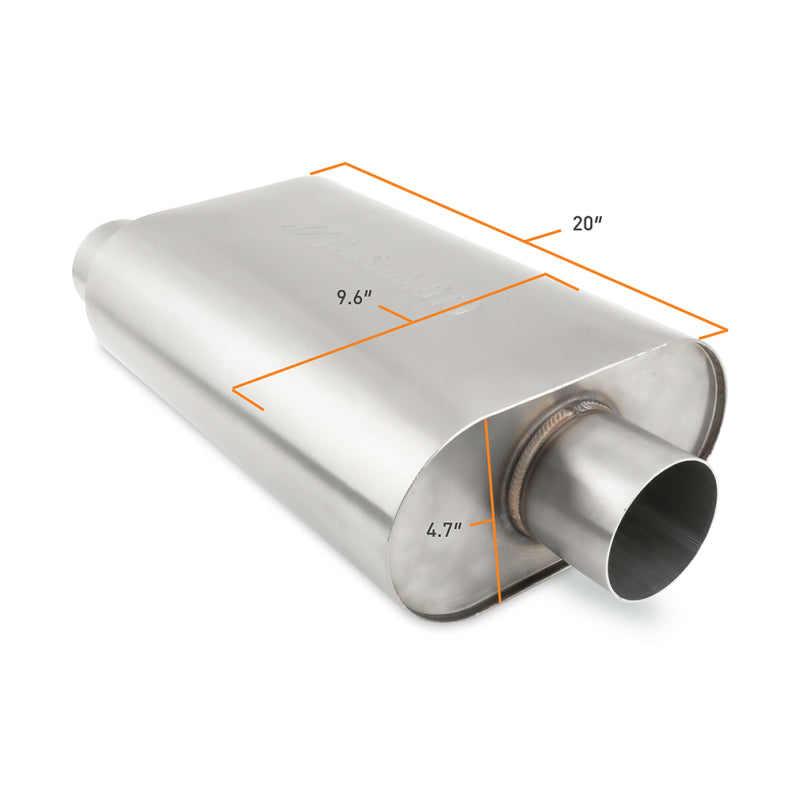 Mishimoto Muffler 3.0in Offset Inlet Outlet Brushed