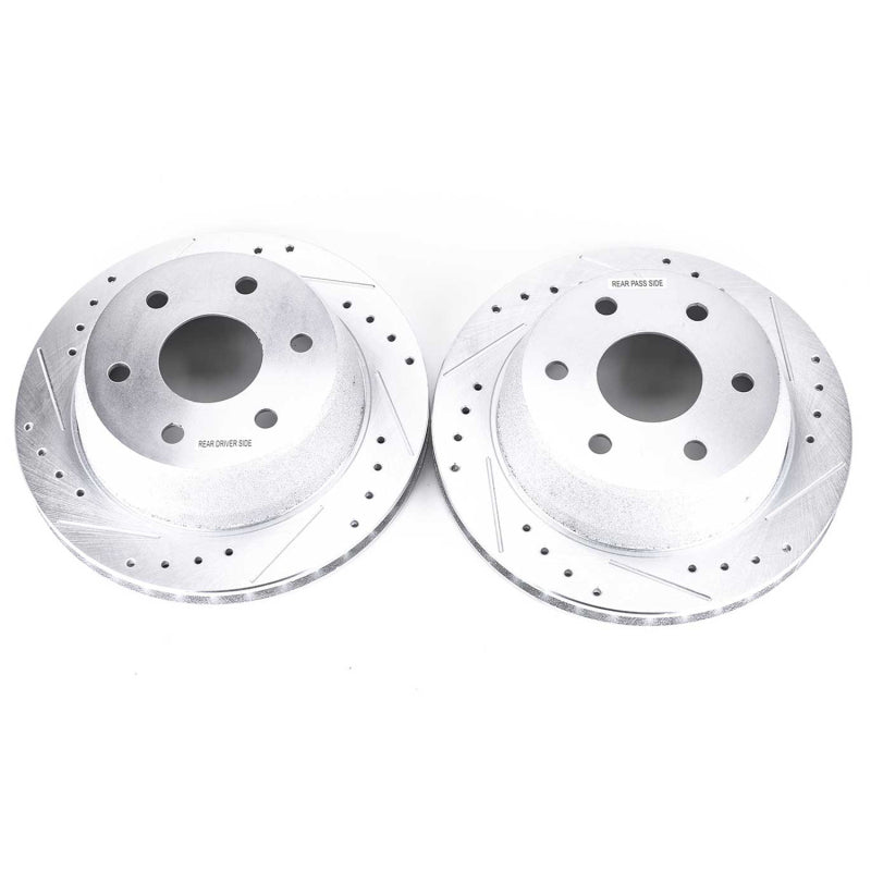 PowerStop Slotted & dimpled sport rotor - Rear GMC Sierra 1500, Chevrolet Silverado 1500, Avalanche 1500 (2000-2014)